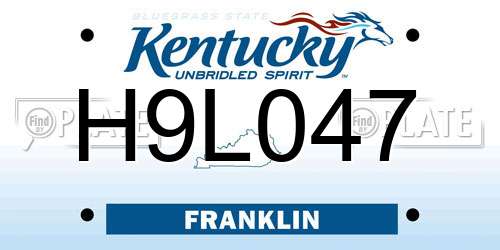 H9L047 Kentucky License Plate