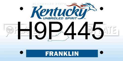 H9P445 Kentucky License Plate
