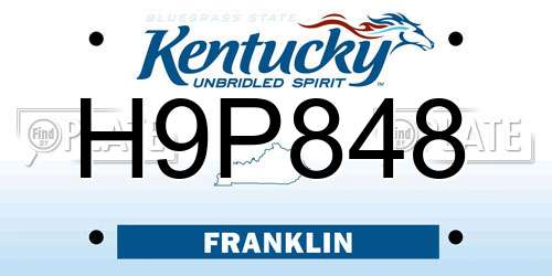 H9P848 Kentucky License Plate