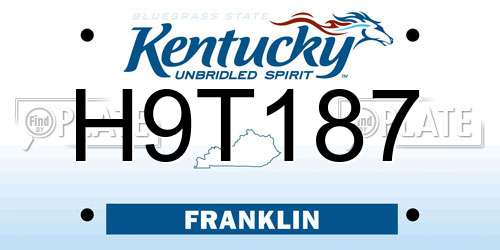 H9T187 Kentucky License Plate