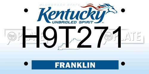 H9T271 Kentucky License Plate