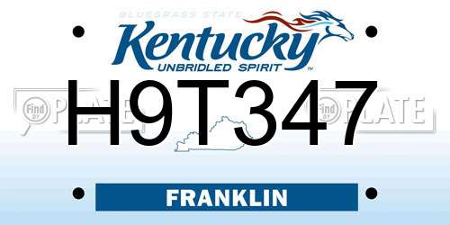 H9T347 Kentucky License Plate