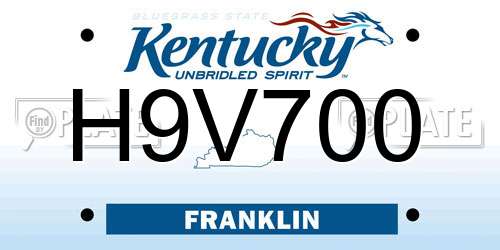H9V700 Kentucky License Plate