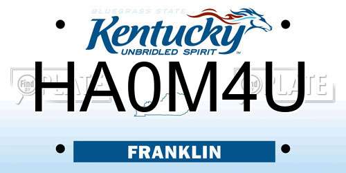 HA0M4U Kentucky License Plate