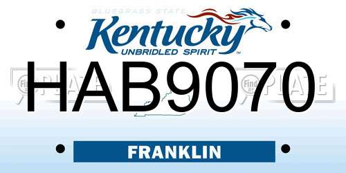HAB9070 Kentucky License Plate
