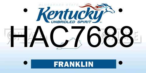 HAC7688 Kentucky License Plate