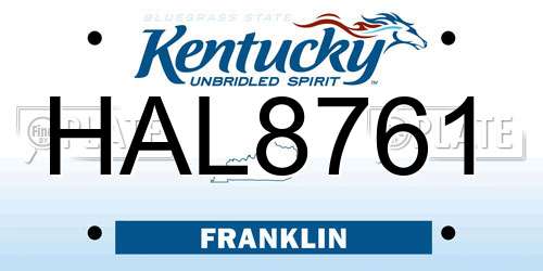 HAL8761 Kentucky License Plate