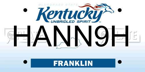 HANN9H Kentucky License Plate
