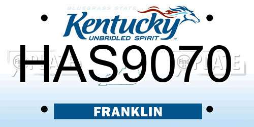 HAS9070 Kentucky License Plate