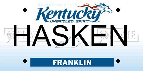 HASKEN Kentucky License Plate