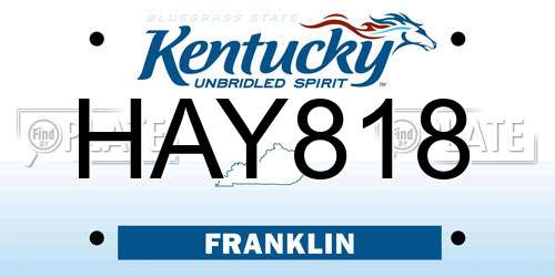 HAY818 Kentucky License Plate