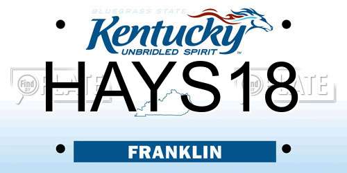 HAYS18 Kentucky License Plate