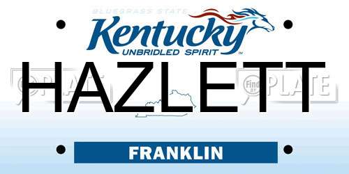 HAZLETT Kentucky License Plate