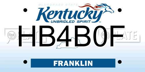 HB4B0F Kentucky License Plate