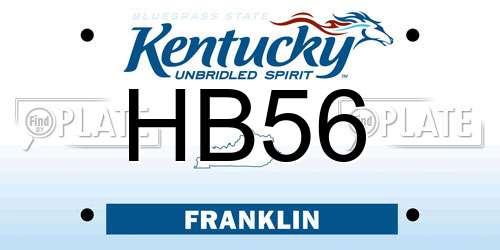 HB56 Kentucky License Plate