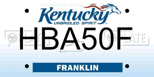 HBA50F Kentucky License Plate