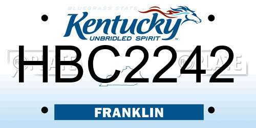 HBC2242 Kentucky License Plate
