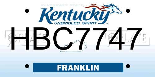 HBC7747 Kentucky License Plate