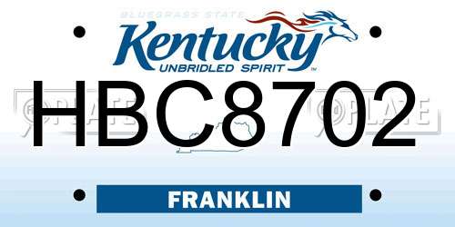 HBC8702 Kentucky License Plate