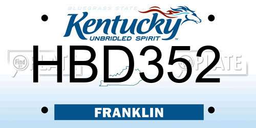 HBD352 Kentucky License Plate