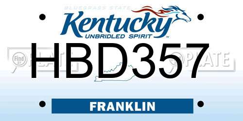 HBD357 Kentucky License Plate
