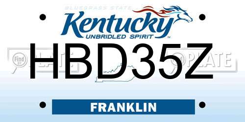 HBD35Z Kentucky License Plate