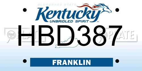 HBD387 Kentucky License Plate