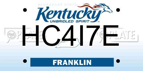 HC4I7E Kentucky License Plate