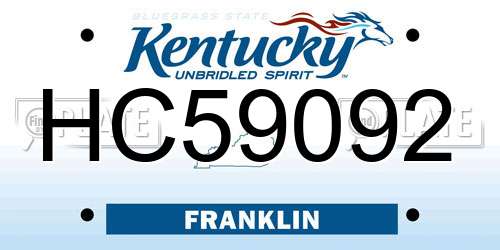HC59092 Kentucky License Plate