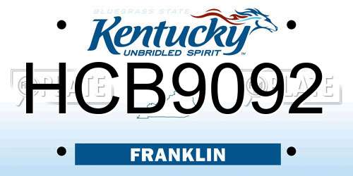 HCB9092 Kentucky License Plate