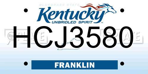 HCJ3580 Kentucky License Plate