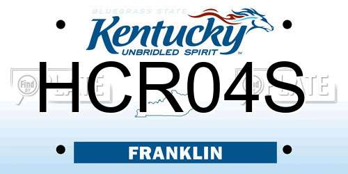 HCR04S Kentucky License Plate