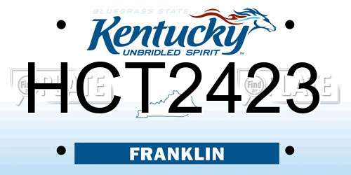 HCT2423 Kentucky License Plate