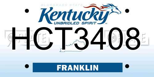 HCT3408 Kentucky License Plate