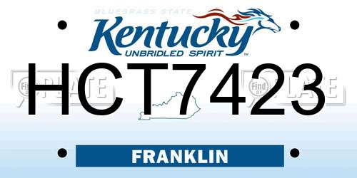 HCT7423 Kentucky License Plate