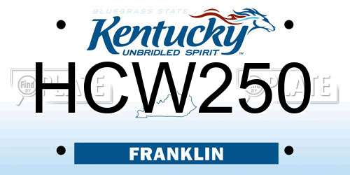 HCW250 Kentucky License Plate
