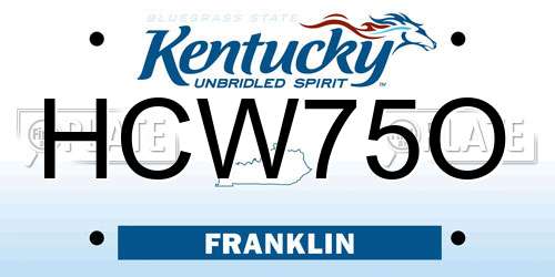 HCW75O Kentucky License Plate