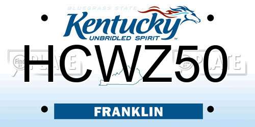 HCWZ50 Kentucky License Plate