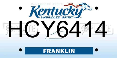 HCY6414 Kentucky License Plate
