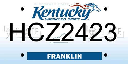 HCZ2423 Kentucky License Plate