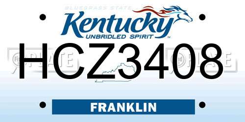 HCZ3408 Kentucky License Plate