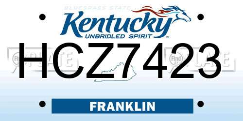 HCZ7423 Kentucky License Plate