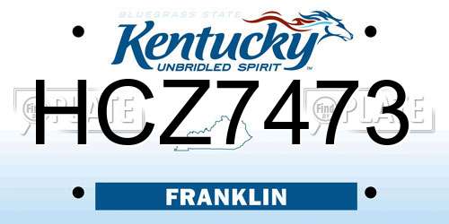 HCZ7473 Kentucky License Plate