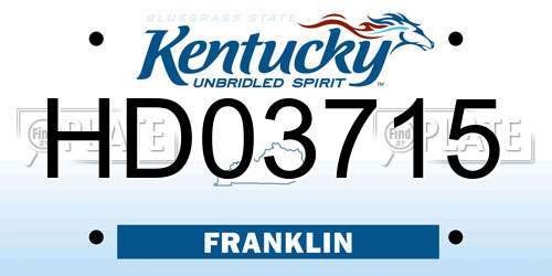 HD03715 Kentucky License Plate