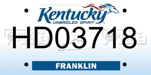 HD03718 Kentucky License Plate
