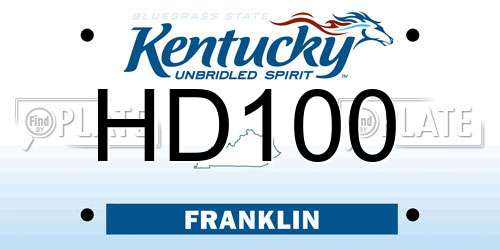HD100 Kentucky License Plate