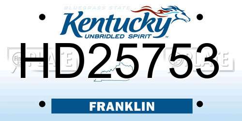 HD25753 Kentucky License Plate