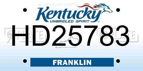 HD25783 Kentucky License Plate