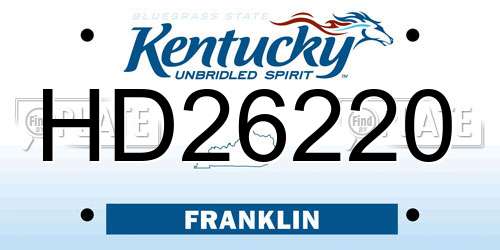 HD26220 Kentucky License Plate