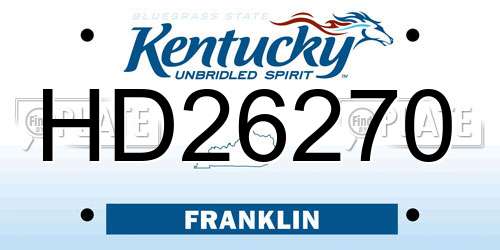HD26270 Kentucky License Plate